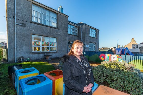 Councillor Sonya Warren outside the rear of Lady Cathcart Community Centre, High Street, Buckie