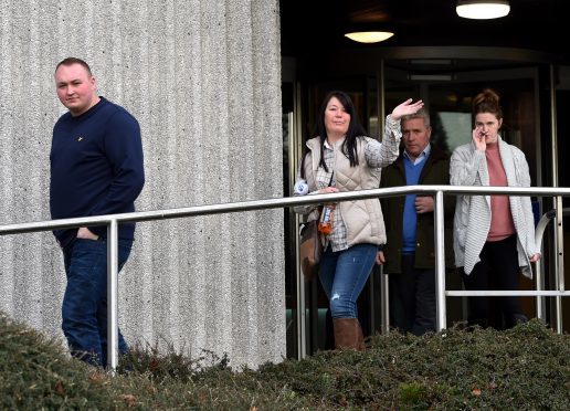 People leaving the North Esk gypsy-traveller meeting at Aberdeenshire Council headquarters. (Picture by Kenny Elrick)