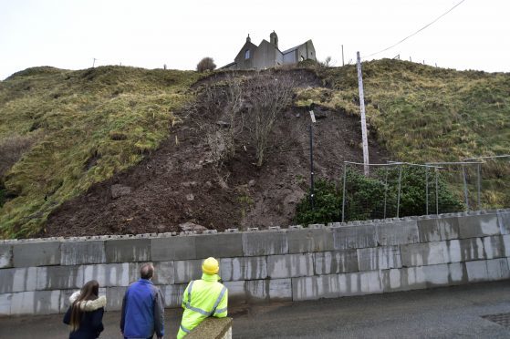 The landslip at Gardenstown.