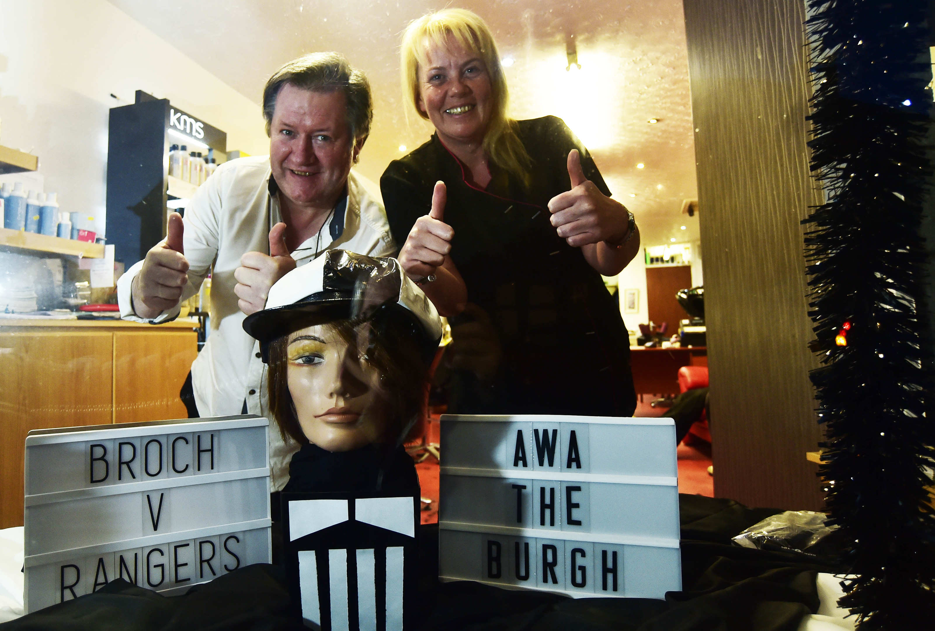 HAIRDRESSERS ALEX NOBLE AND SUSAN PECK FROM THE KATS WHISKERS IN FRASERBURGH