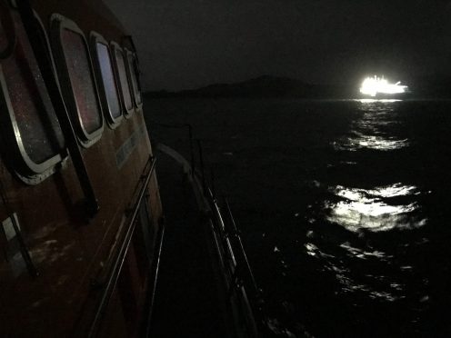 The rescued vessel once lifeboat crew were on the scene. Picture from Oban RNLI