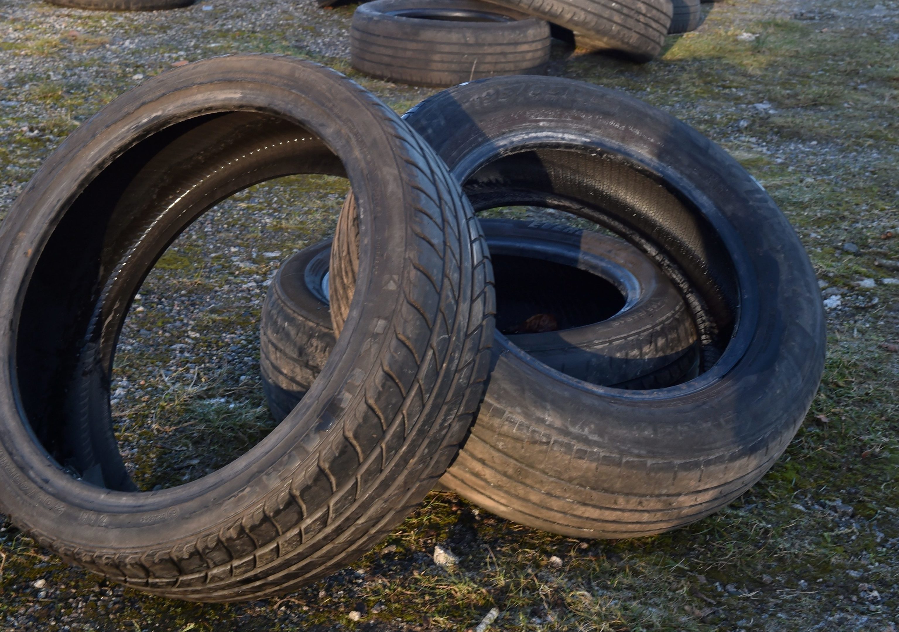 Newhills Church - Lots of tyres have been dumped at the church car park.
Picture by COLIN RENNIE  January 19, 2018.