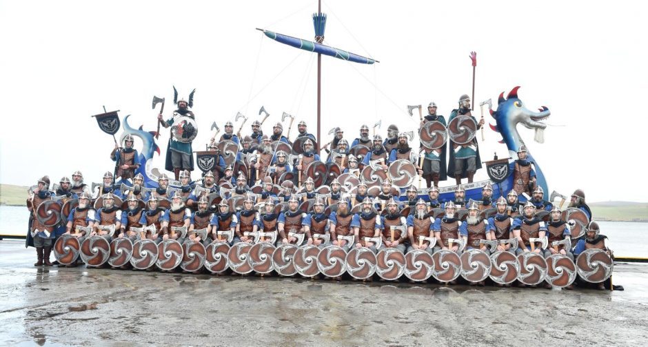 Shetland - Up Helly Aa - 2018 - Tuesday morning - The parade. The squad on the galley.
Picture by COLIN RENNIE  January 30, 2018.