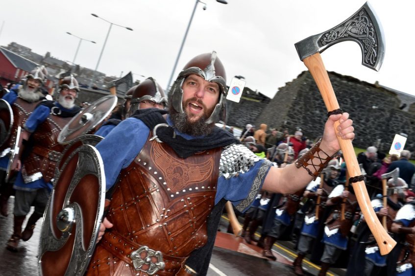 2018 Up Helly Aa day time parade.
