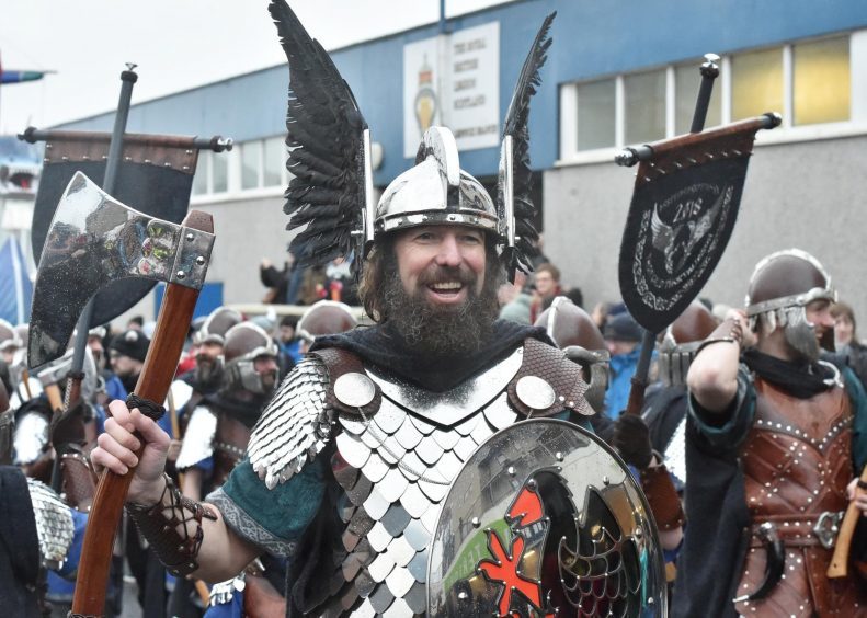 2018 Up Helly Aa day time parade.