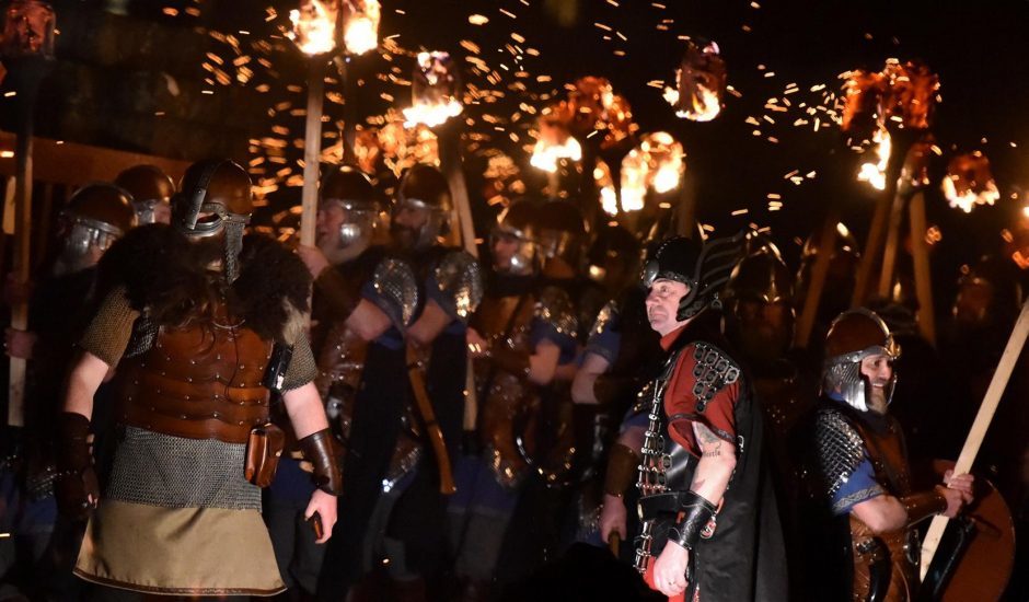 Shetland - Up Helly Aa - 2018 - Tuesday evening - The torch parade followed by the burning of the galley. 
Picture by COLIN RENNIE  January 30, 2018.