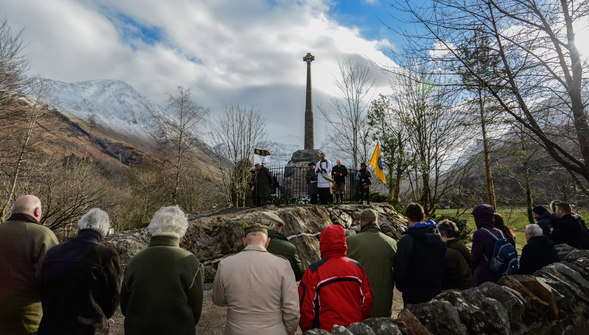 The annual service underway at the memorial monument to mark the 324th anniversary of the Glencoe massacre.