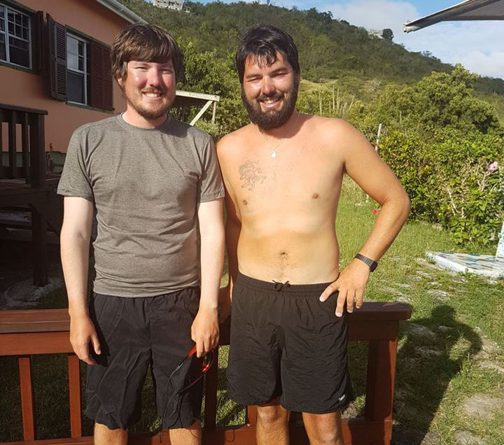 Kris (right) and Blair Elliot who rowed across the Atlantic.