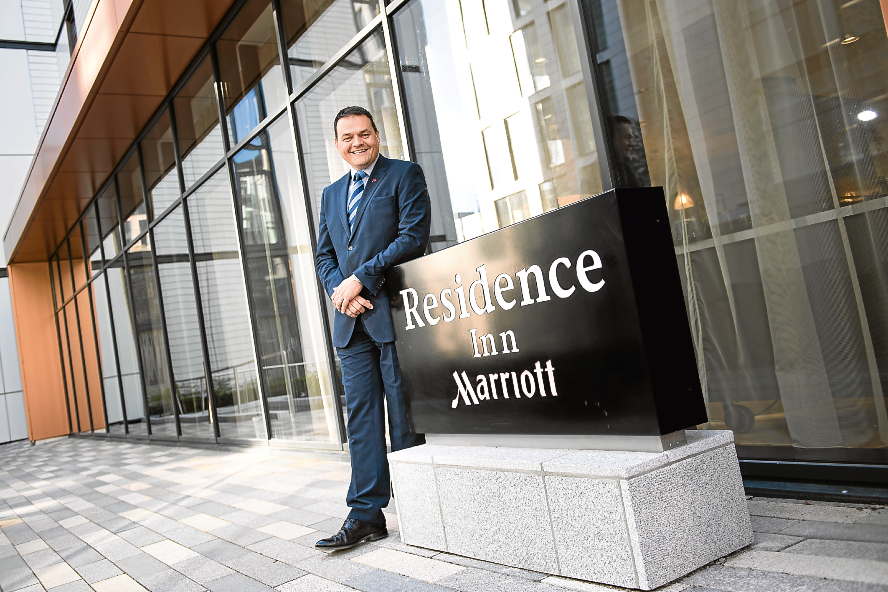 The  new Residence Inn by Marriott has opened to guests, located in Aberdeens new Marischal Square development. Pictured is Chris Wayne- Willis, General Manager, Scotland & North Cluster, Marriott.