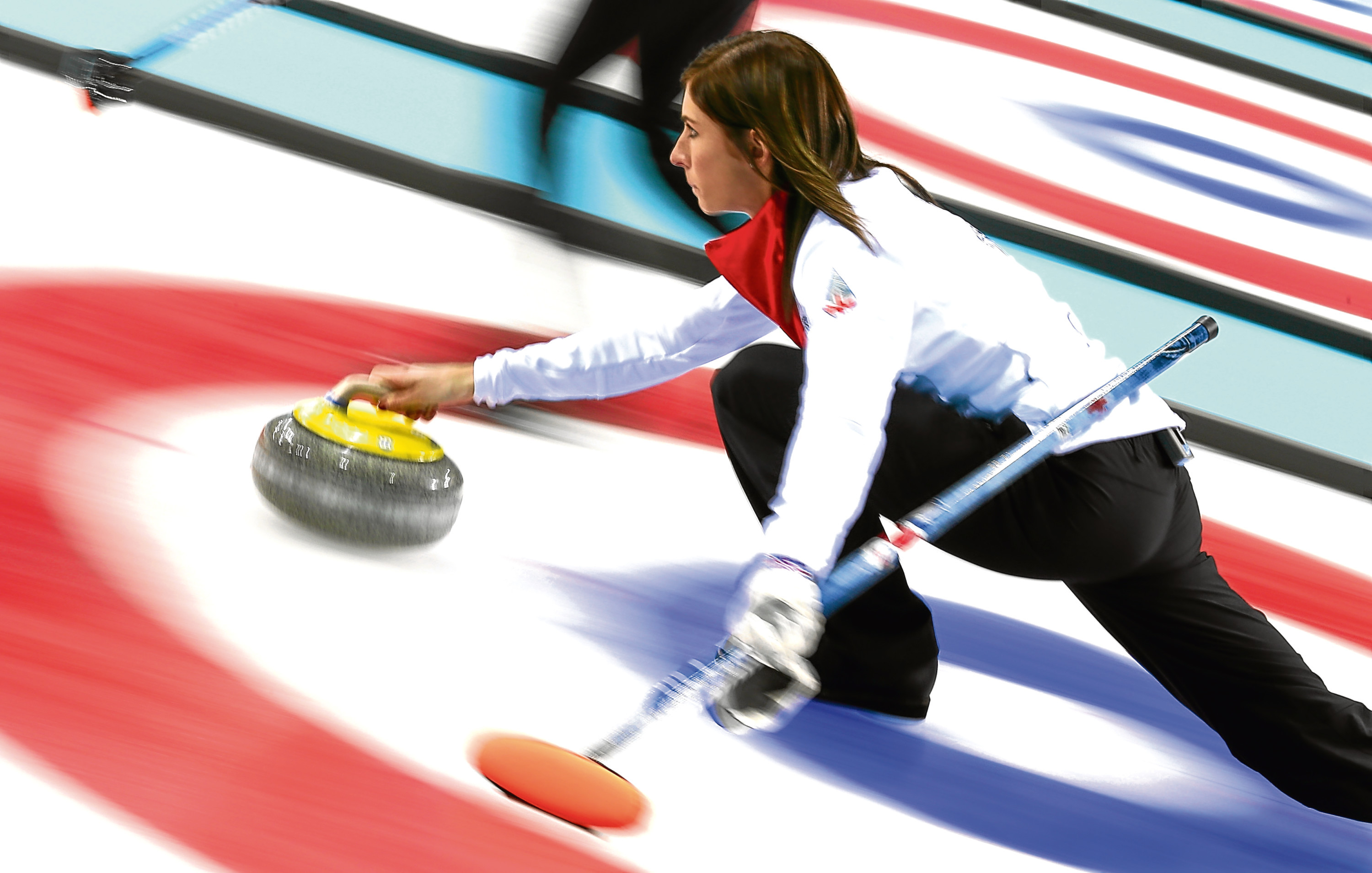 SOCHI, RUSSIA - FEBRUARY 12:  Eve Muirhead of Great Britain in action during the Curling Round Robin match between Canada and Great Britain during day five of the Sochi 2014 Winter Olympics at Ice Cube Curling Center on February 12, 2014 in Sochi, Russia.  (Photo by Clive Mason/Getty Images)