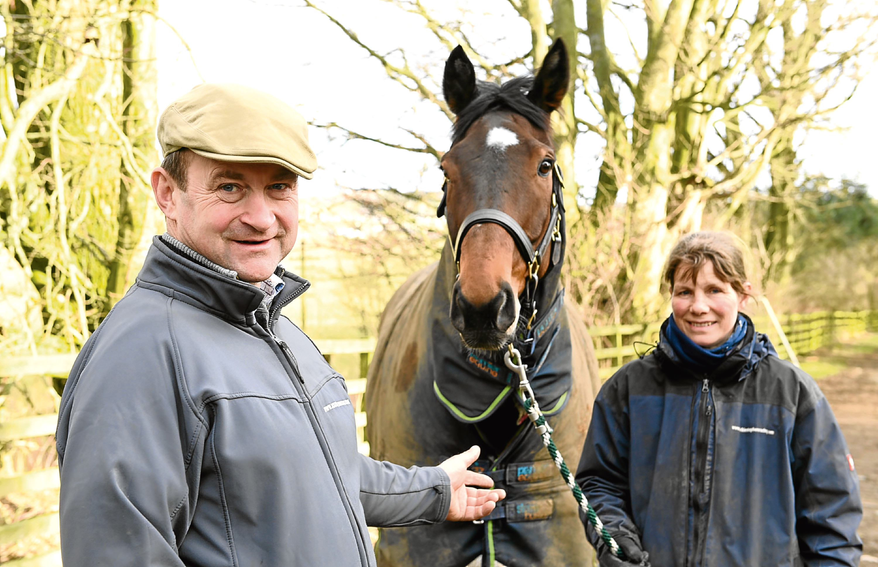 THE BUSINESS ; 
Jackie Stephen and her husband Patrick of Jackie Stephen Racing, Conglass Farmhouse, Inverurie, the UK's most northernly horse-racing training business.   
Picture by Kami Thomson    31-01-18