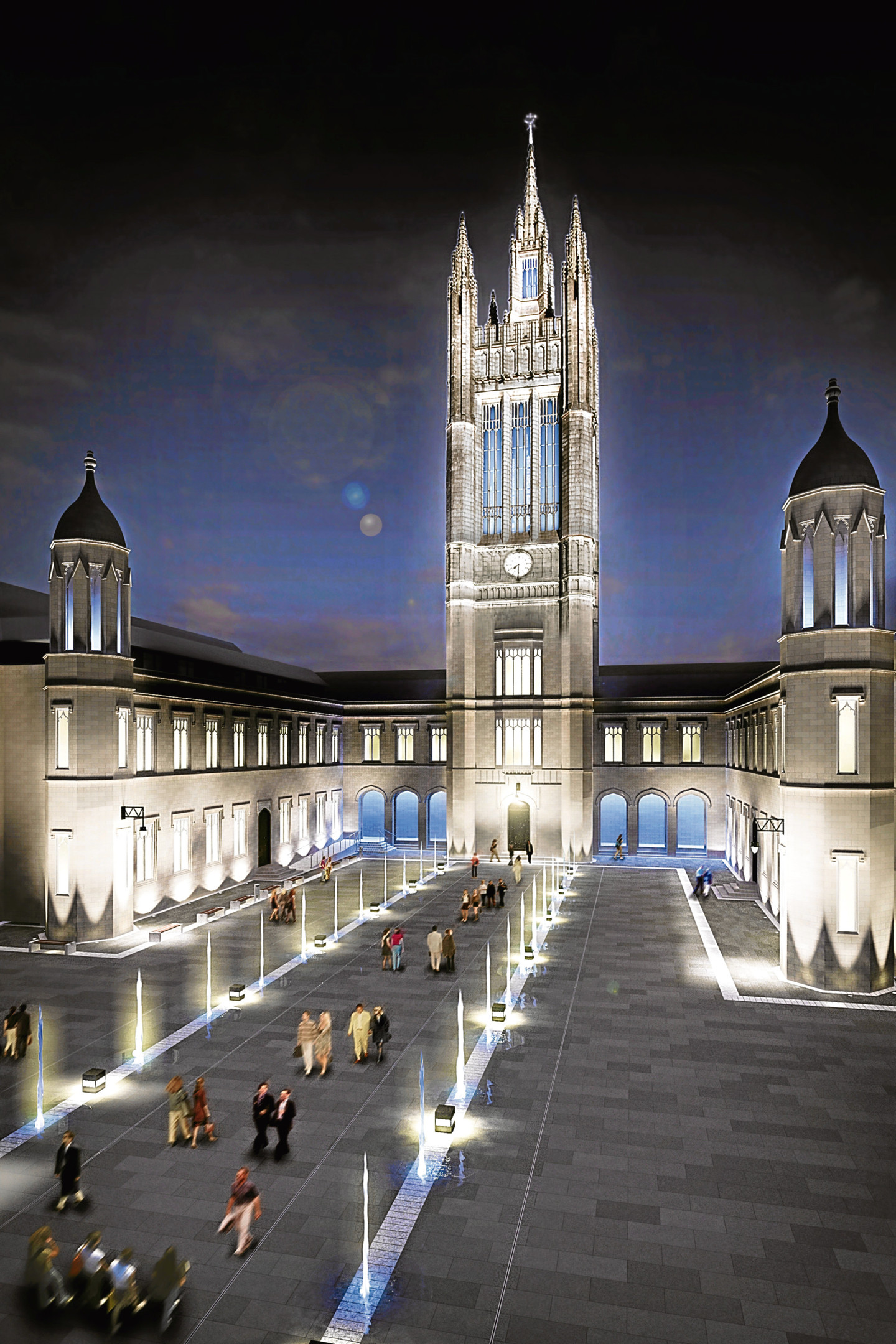 The landscape treatment of the quadrangle is to be revised to be fullyhard surface to allow concerts to take place in the space, this supersedes the previous design which formed part of the Marischal redevelopment proposal