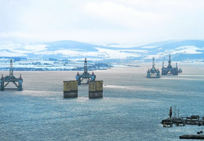 Oil rigs in the Cromarty Firth.
