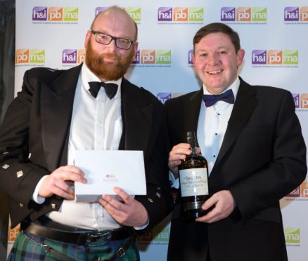 Chris Lemon, owner and editor of Inverness Gigs and Keith Miller from award sponsors Diageo