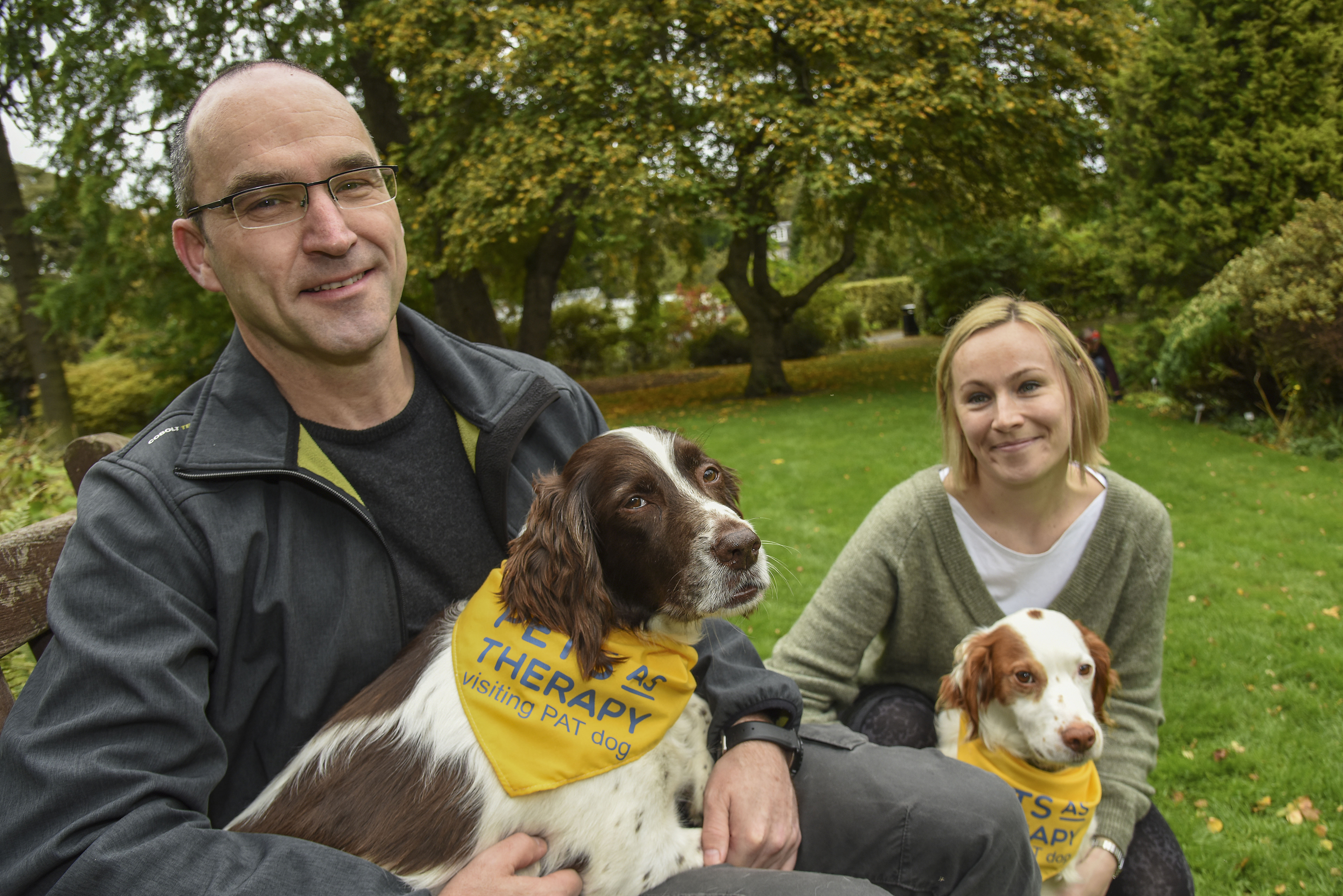 The big-hearted spaniels are no strangers to university life, and have been travelling to the campus with their owners, John and Emily Baird, for years.