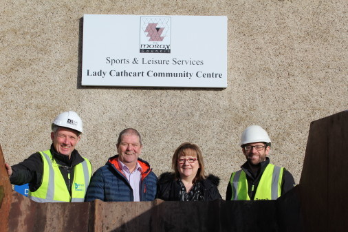 Andrew Fordyce of Darroch & Allan, Councillor Gordon Cowie, Councillor Sonya Warren and Craig Stewart of Darroch & Allan.