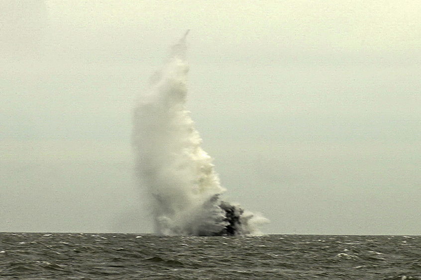 UXO explosion by Royal Navy Divers from Southern Dive Unit Two