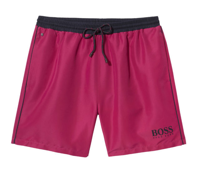 Spa day looming? Look your best at the pool
in the Hugo Boss logo contract swim shorts,
£52, or Vilebrequin fish print swim shorts,
£165, both from House of Fraser.