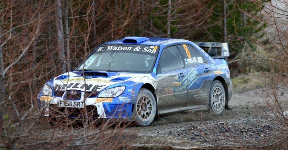 Freddie Milne of Aberdeen and Patrick Walsh in their Subaru.