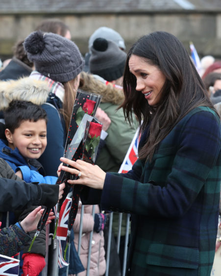 Meghan Markle during a walkabout on the esplanade at Edinburgh Castle