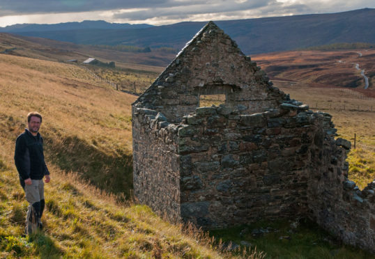 Stephen Worth at a ruined site near Blair Atholl.