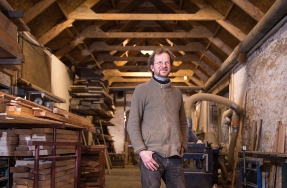 Sven Skatun in his carpentry workshop at Marcassie Farm, Rafford.