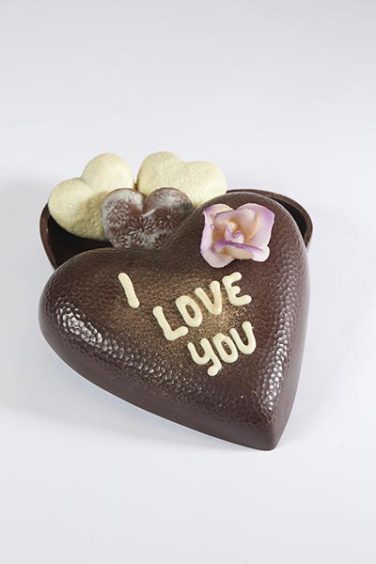 Story Chocolate – Large Chocolate “I love you” Heart £10.50, Small chocolate hearts £1.50