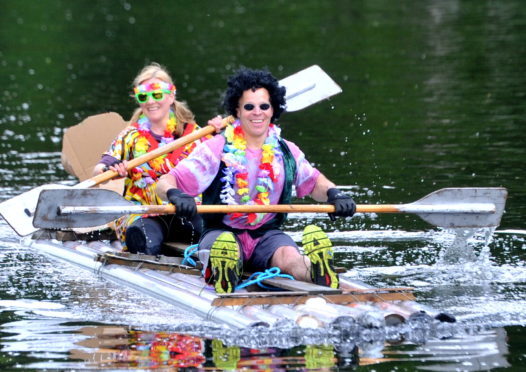 Raft Race in Port Elphinstone. 
Pictured from left are Amanda and Richard Ingram.
Picture by Heather Fowlie