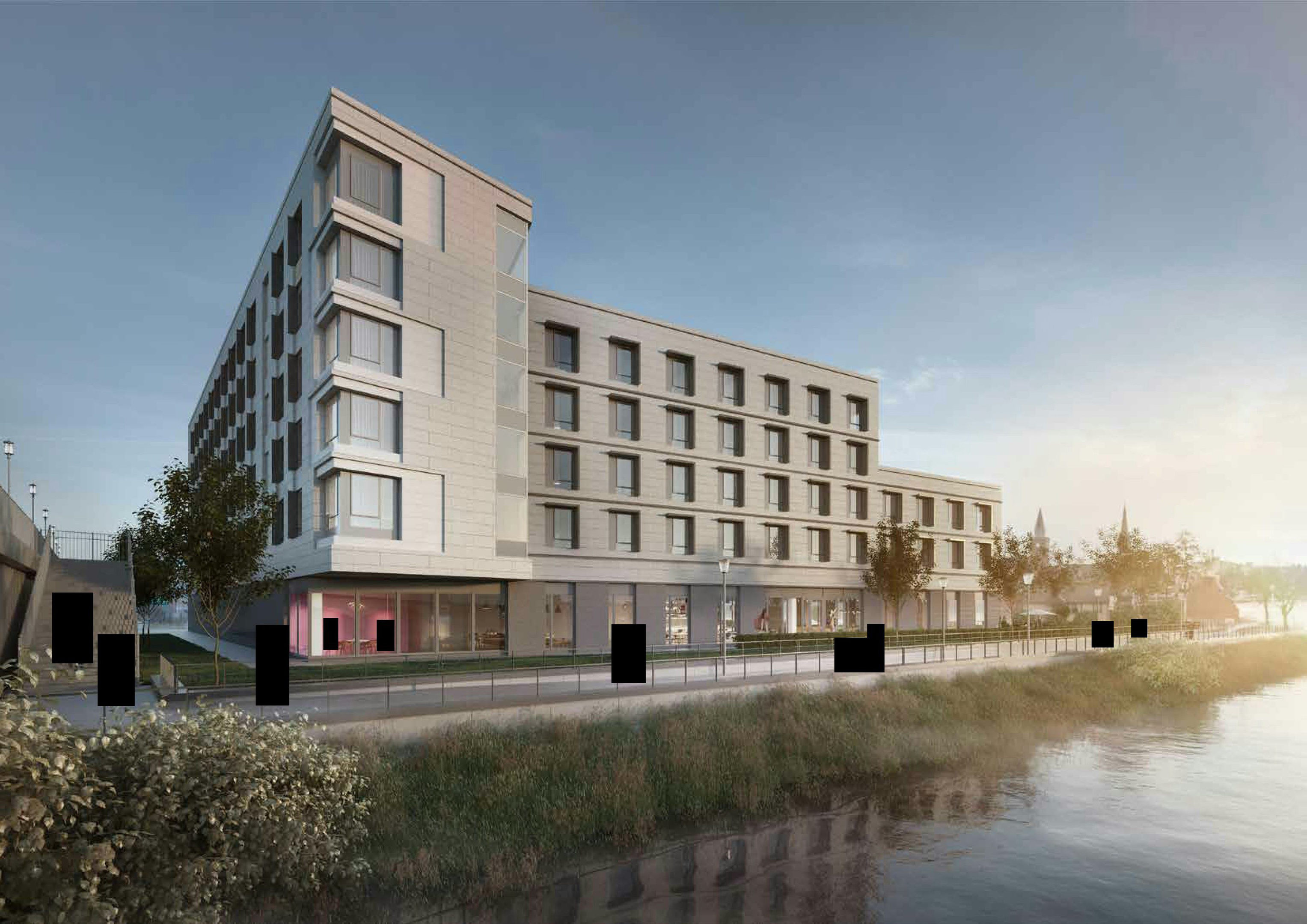 Artist impression of a hotel to be built on Glebe Street in Inverness, on the former swimming pool site.