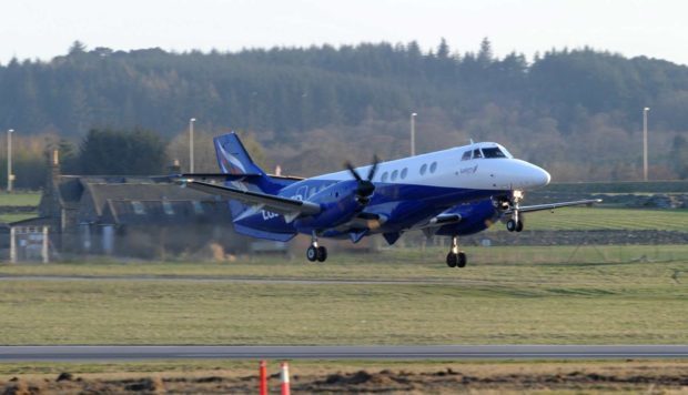 An Eastern Airways plane at Aberdeen Airport.