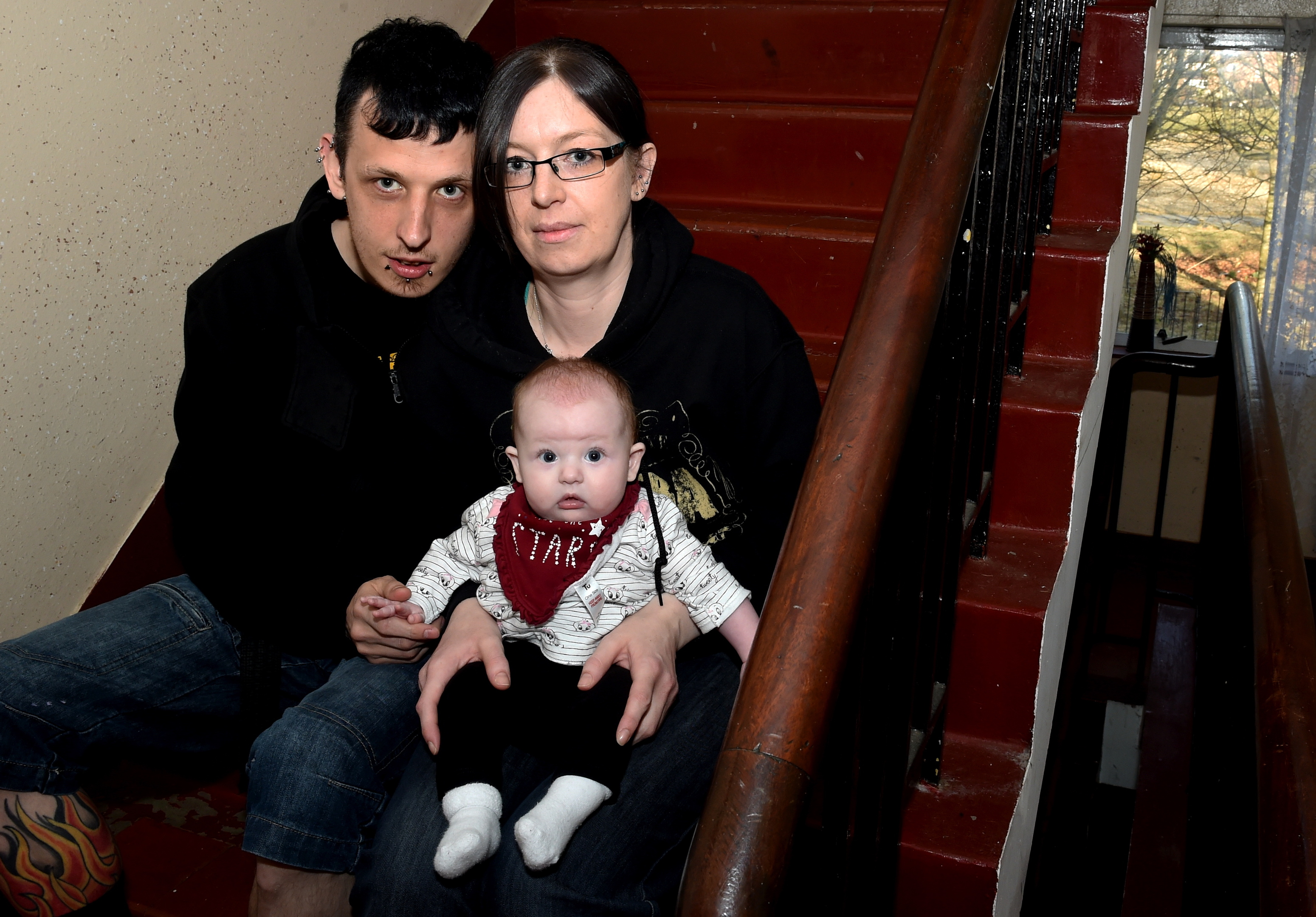 Katie Collie and Phil Maher with Megan, 17 week old baby at Kincorth, Aberdeen.