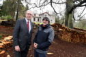 Brexit Minister Mike Russell MSP visited Camphill school, Milltimber, Aberdeen, which has a large percentage of non UK staff at the specialist school.   
Pictured - Mike Russell MSP (left) at Camphill House with Camphill Executive Director Lawrence Alfred.    
Picture by Kami Thomson    28-03-18
