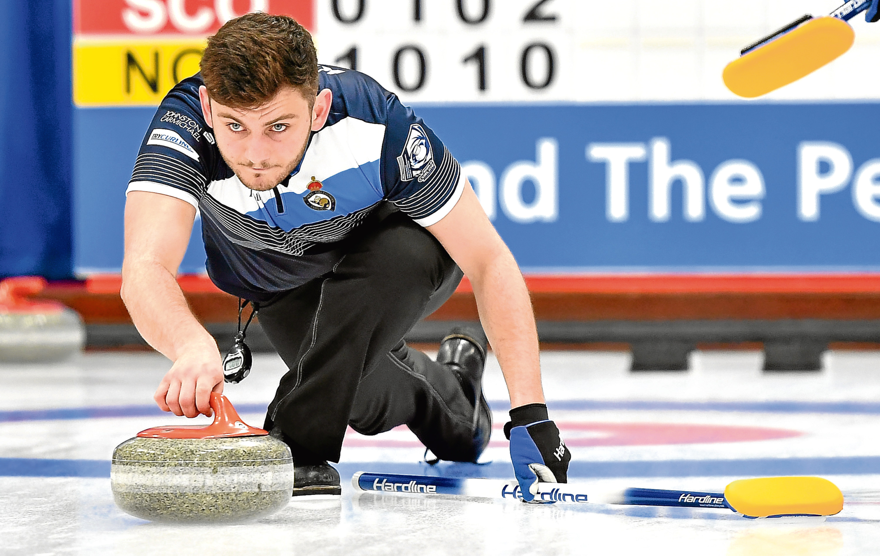 The World Junior Curling Championships 2018 at Curl Aberdeen.    
Men - Scotland v Norway    
Pictured - Scotland's Fraser Kingan.   
 
Picture by Kami Thomson    03-03-18