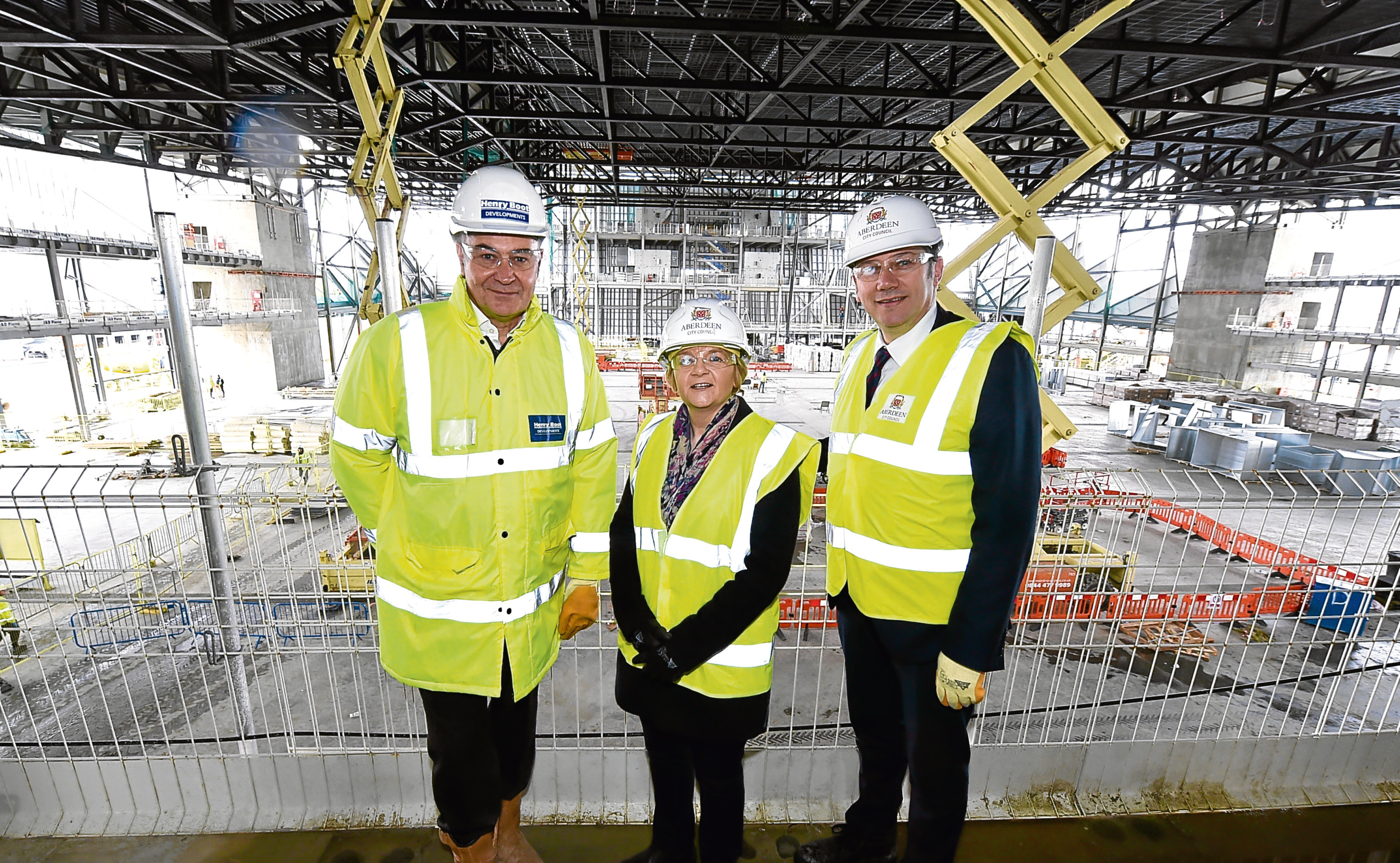Nigel Munro, regional project manager at Henry Boot Development, Aberdeen City Council Co-Leader Councillor Jenny Laing and Co-Leader Douglas Lumsden