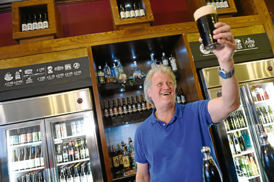 Chairman and founder of JD Weatherspoon, Tim Martin pictured in the Cross Keys, Peterhead, is speaking out on the EU Referendum.    

Picture by Kami Thomson    25-05-16