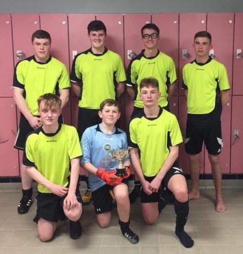 Buckie's five-a-side team. Back row: Jamie Wood, Innes McKay, Brodie Christie, Evan Smith. Front row: Tommie Marandola, Finlay McKay, Jay Flett.