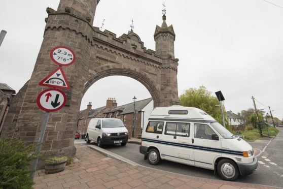 20170512- Fettercairn Arch
Locals bemoan traffic calming measures at the arch which have ruined business in the village. 

© Andy Thompson Photography / ATIMAGES 

No use without payment.