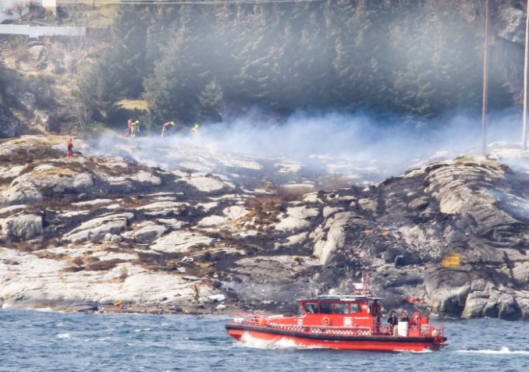 The site where a Super Puma helicopter crashed in Norway in April 2016