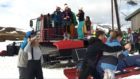 Great fun at Glenshee Ski Centre today as organisers brought a Ceilidh band high onto the mountains and had skiers dancing on the slopes.