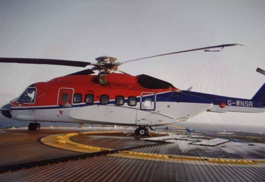 The CHC-operated S-92 aircraft on the West Franklin platform.