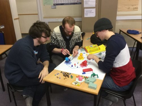 Artists and game designers participating in the 2018 Moray Game Jam at Moray College.
