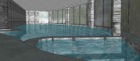 Artist impression showing a design for the new pool at Carbisdale Castle. This image is looking from the jacuzzi, down the pool.