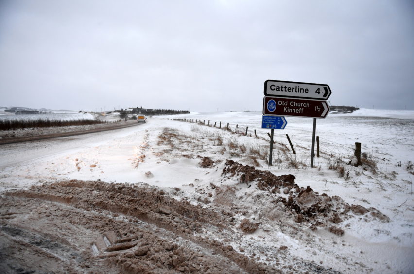 A92 leaving Inverbervie.
Pic by Chris Sumner
Taken 2/2/18