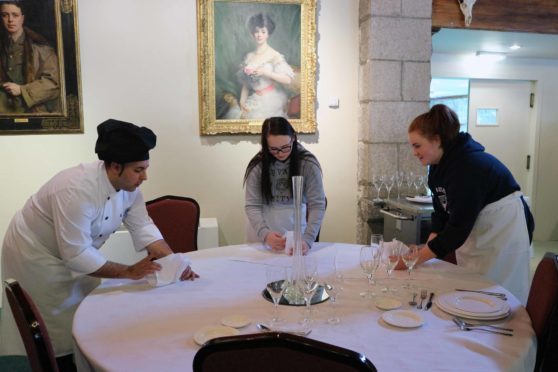 School pupils took part in a banqueting challenge as part of the tourism careers day at Glen Tanar Estate, Aboyne.
