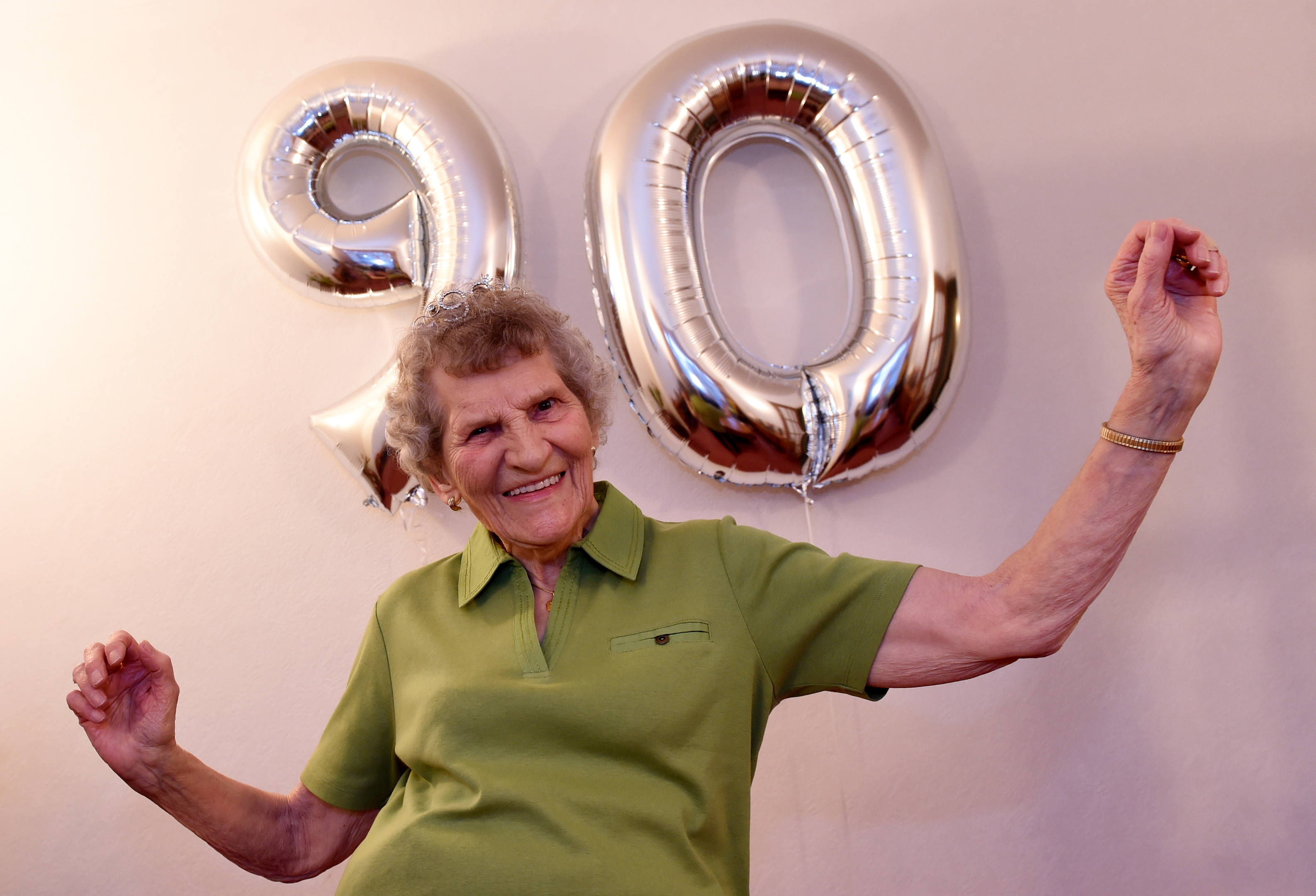 Zumba fan, Isobel Stuart, Aberdeen, celebrates her 90th birthday. 
Picture by Jim Irvine.