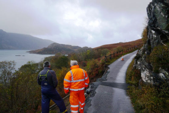 A 15 metre section of the road at Soldiers Rock on the Knoydart peninsula collapsed last autumn.