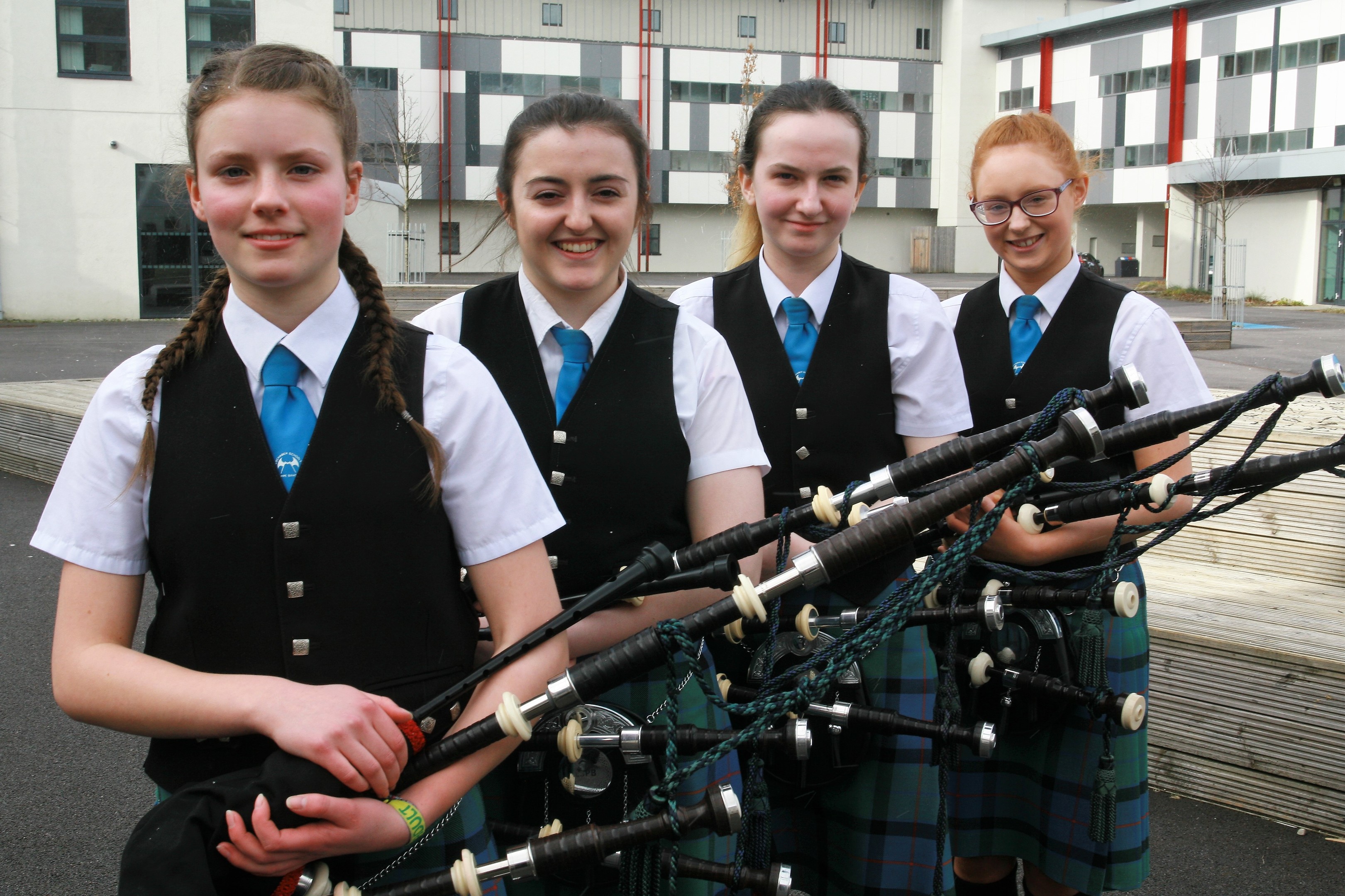 Winners of the Bagpipe Quartet 18 years and Under at The Lochaber Music Festival Lochaber High School Quartet
