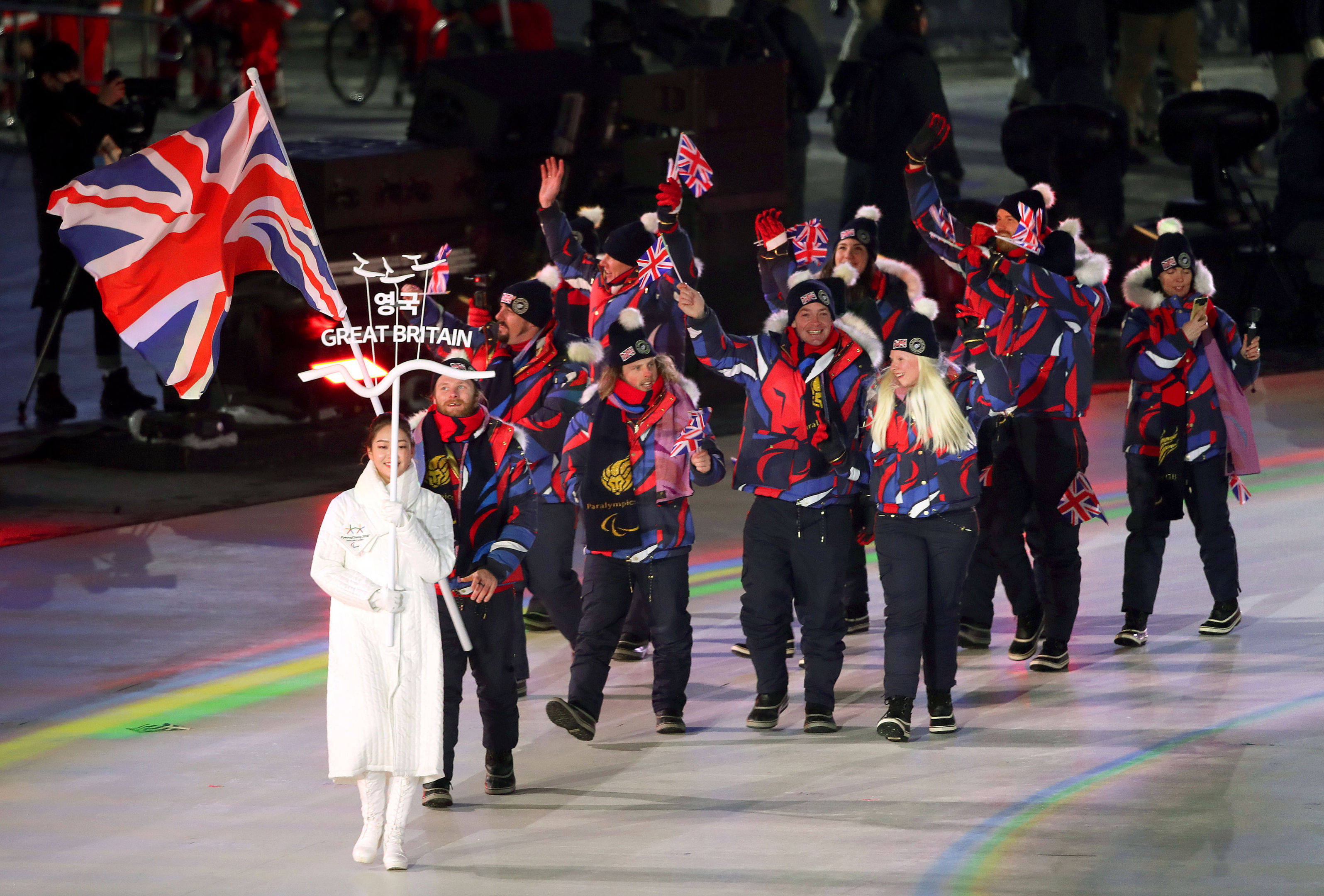 Team GB, led by flag bearer Owen Pick, during the opening ceremony of the PyeongChang 2018 Winter Paralympics at the PyeongChang Olympic Stadium in South Korea.