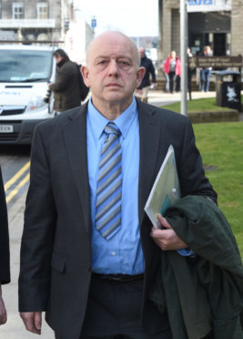 Andrew Keir arriving at Elgin Sheriff Court.