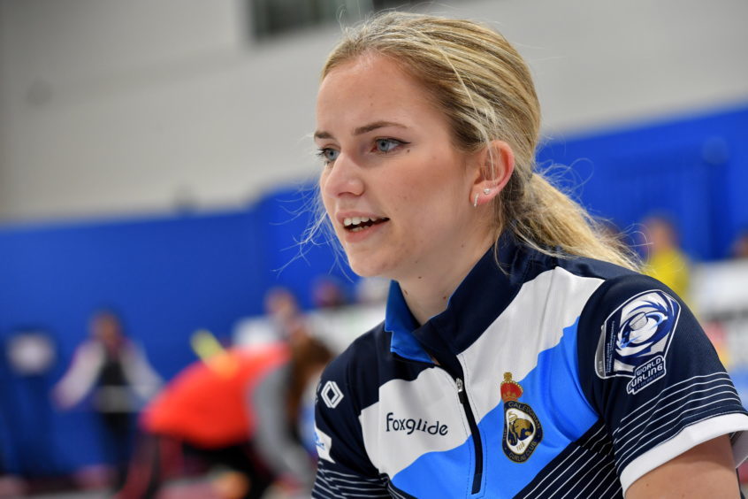 The World Junior Curling Championships 2018 at Curl Aberdeen.    Women - Scotland v Norway    Pictured - Scotland's Leeanne McKenzie.